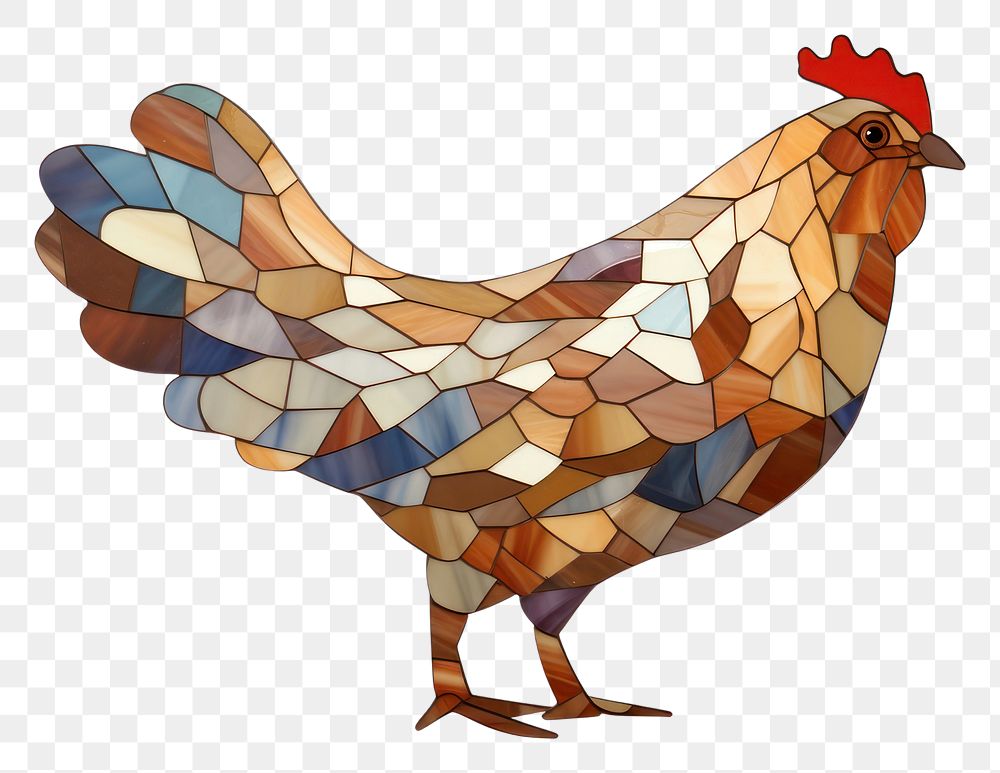 Mosaic tiles of hen chicken poultry animal.