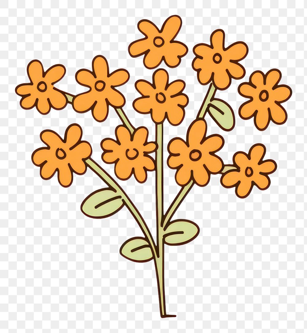 PNG Doodle illustration wildflower cartoon drawing sketch.