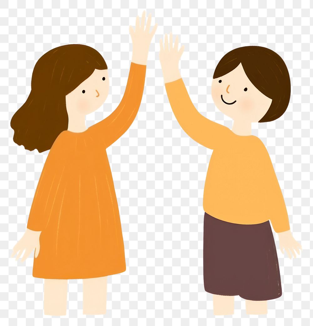 PNG High five of women hand kid white background.