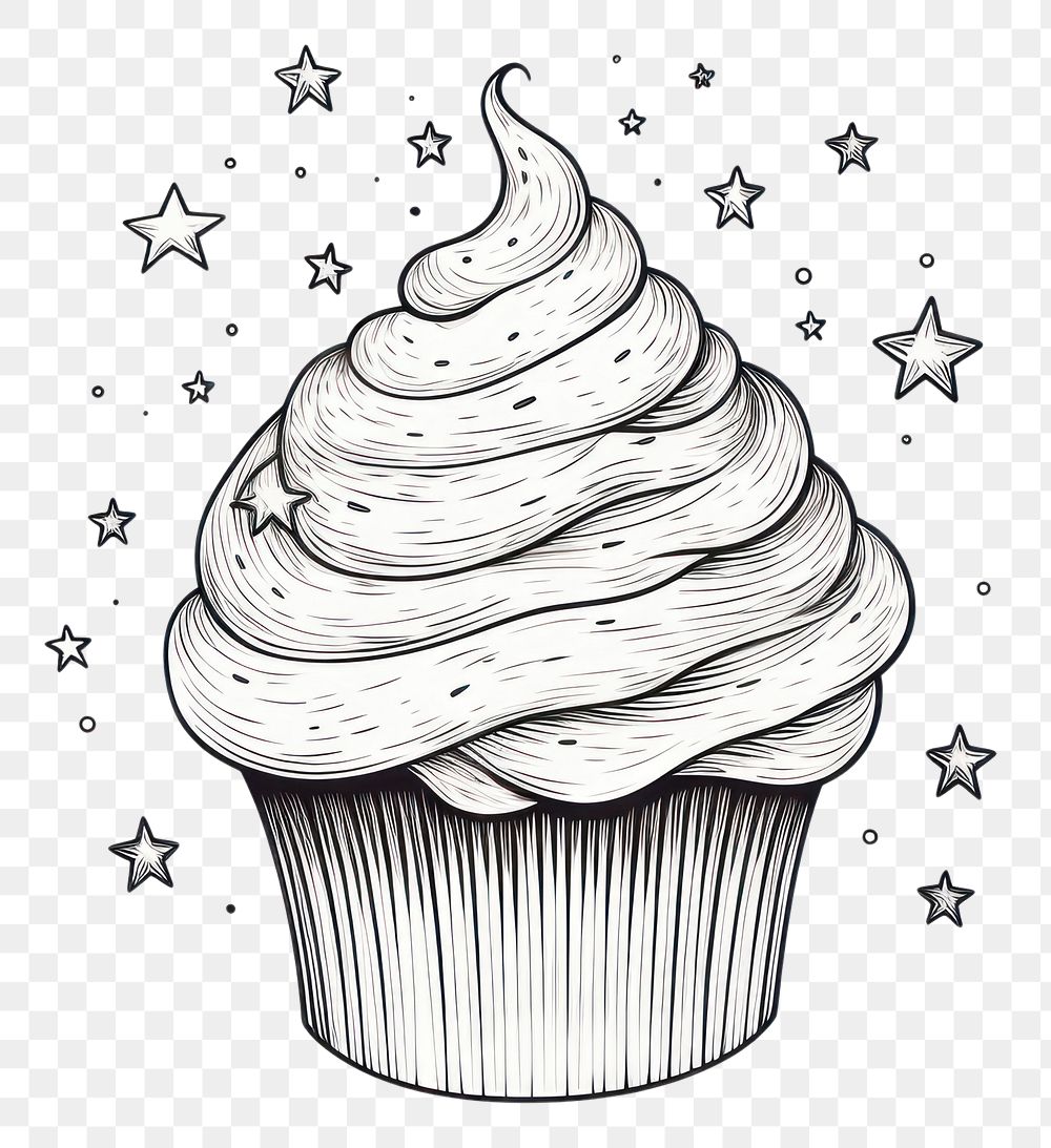 PNG Cupcake drawing dessert sketch.