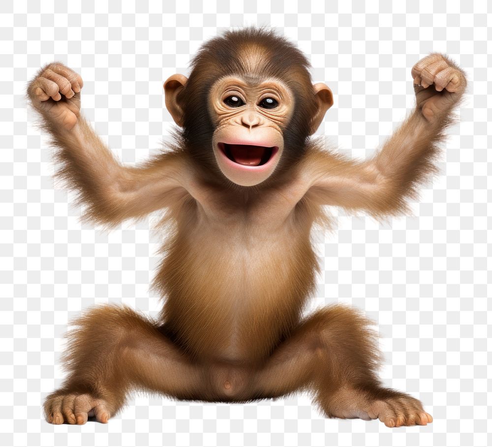 PNG Happy smiling monkey dancing orangutan wildlife mammal.