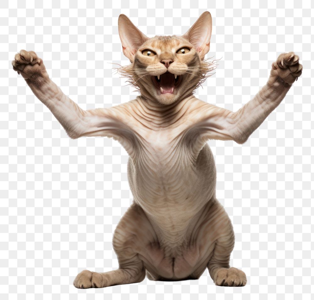 PNG Happy smiling cat sphinx dancing mammal animal pet.