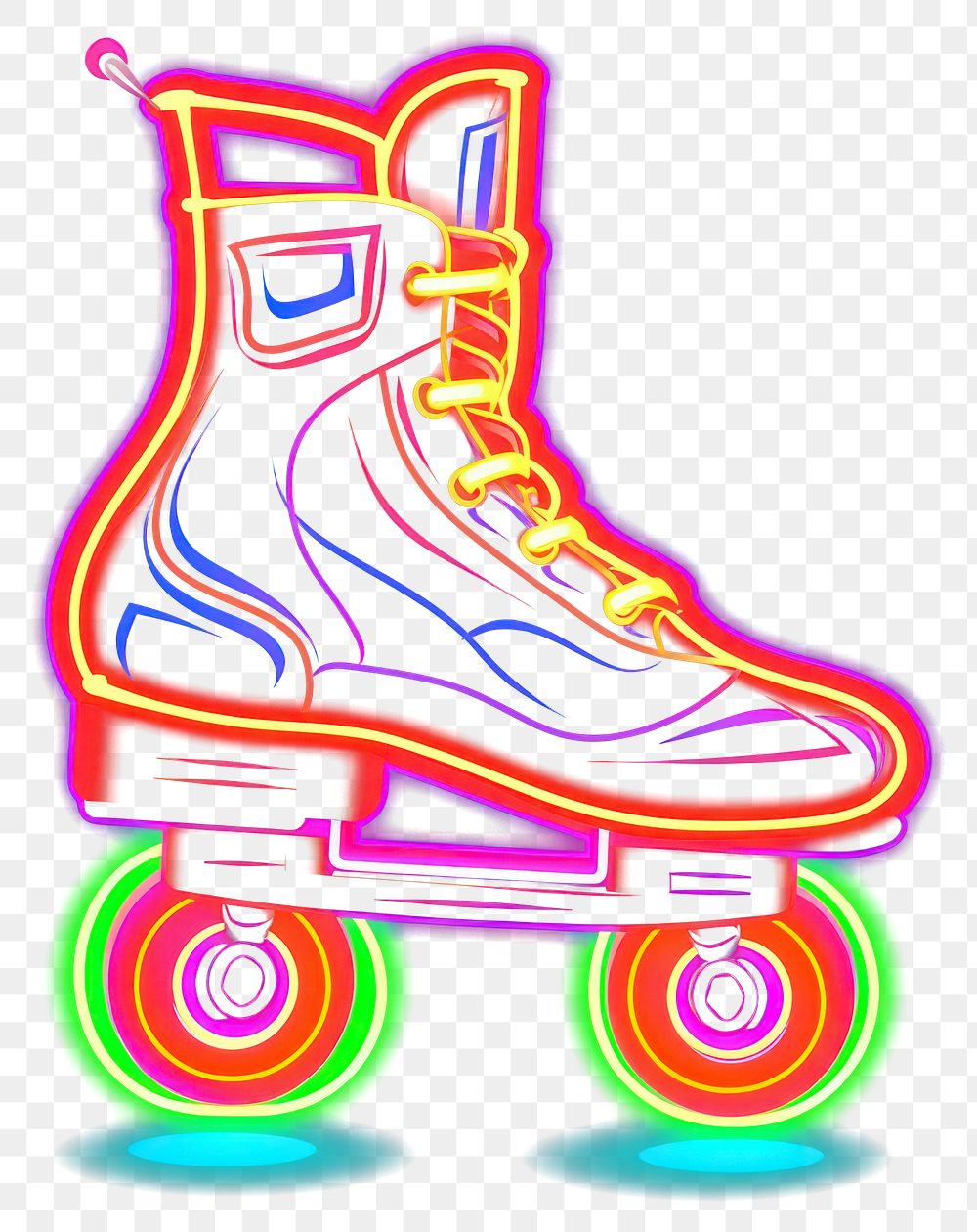 PNG Roller skate neon light line.