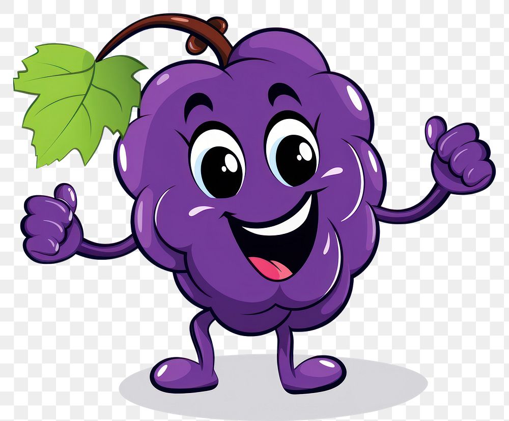 PNG A grape cartoon purple grapes.