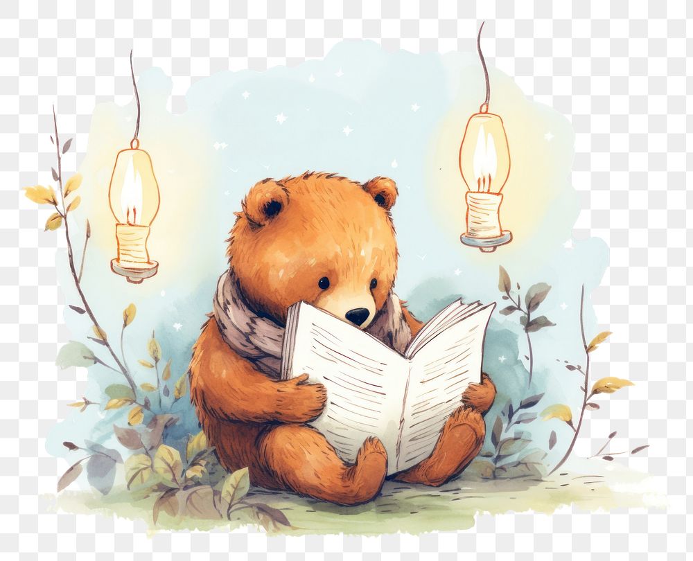 PNG A book reading light bear.