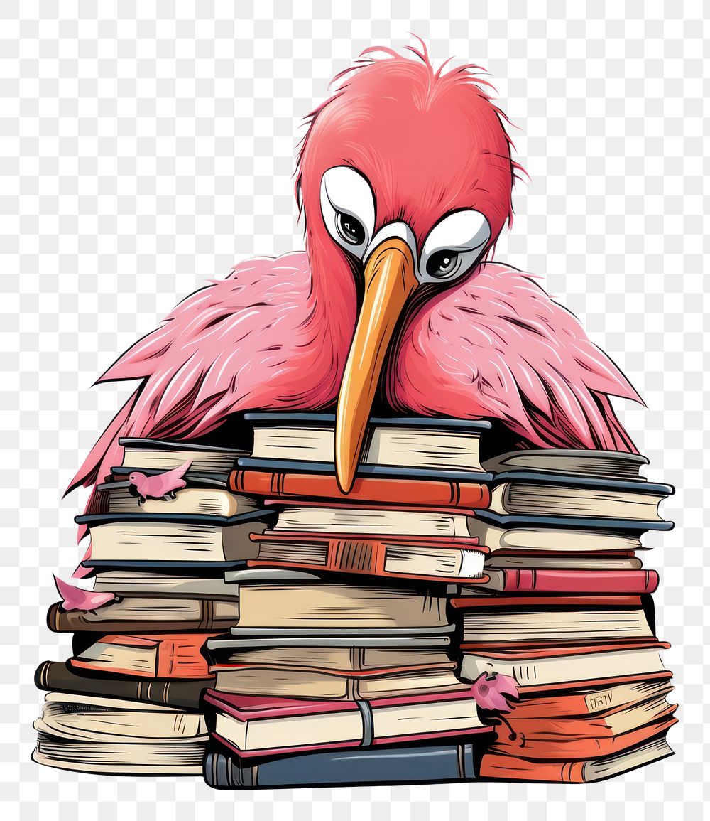 PNG Books publication flamingo reading.