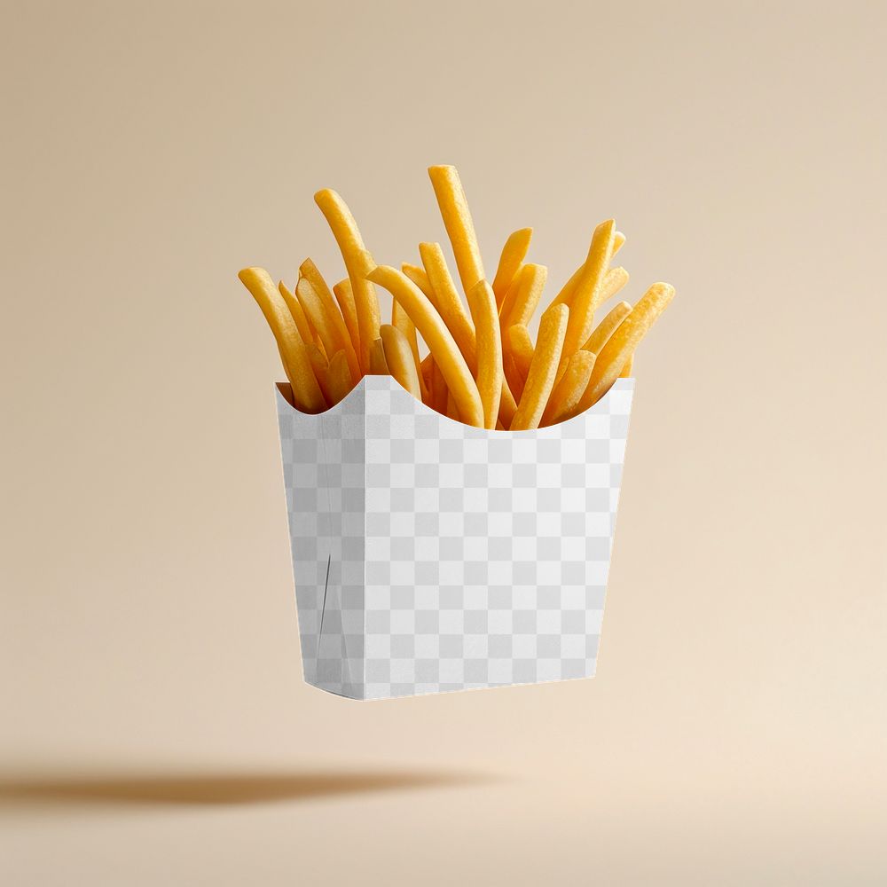 Fries box png mockup, transparent design