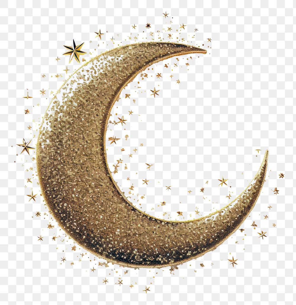 PNG Eid Mubarak crescent moon gold nature night.