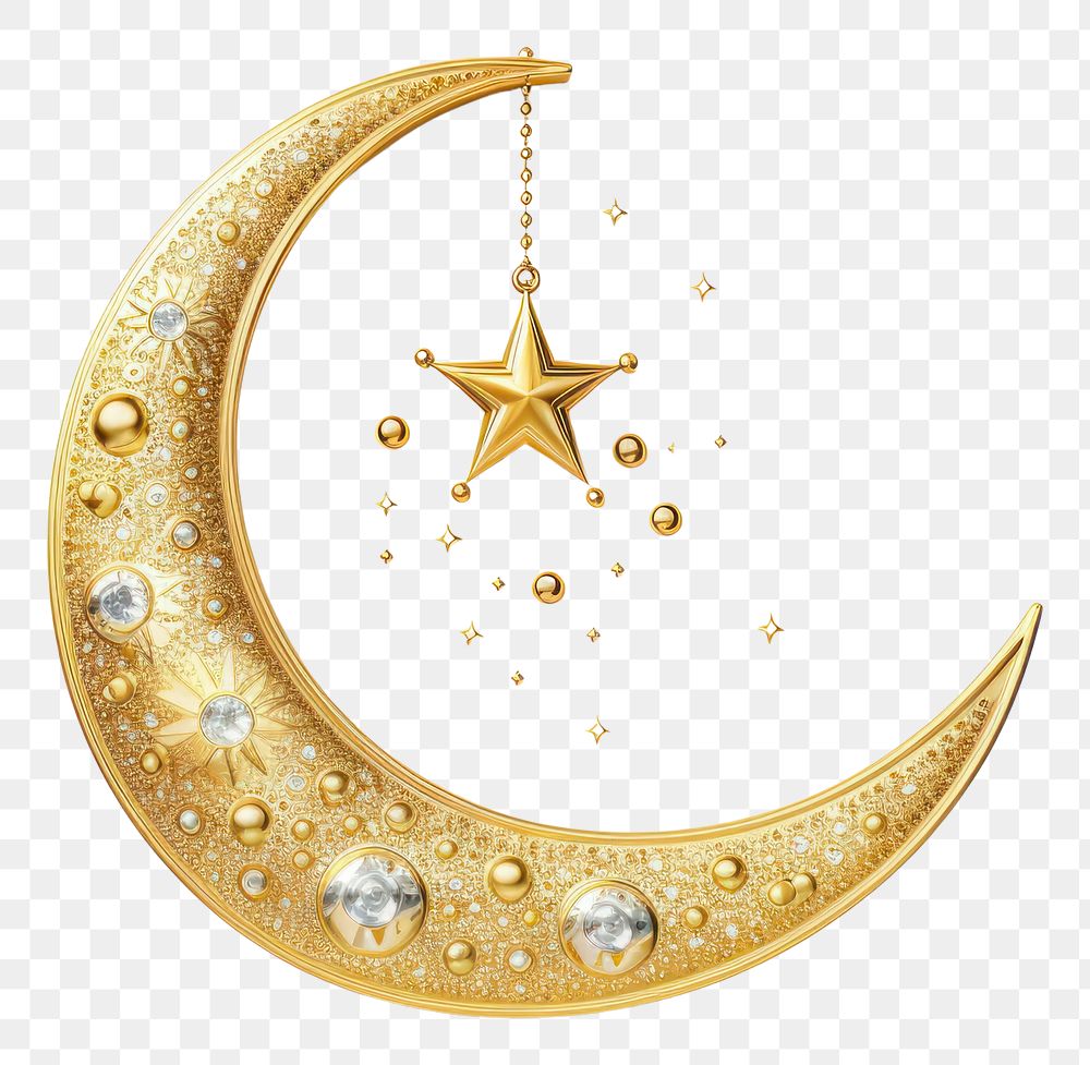 PNG Eid Mubarak crescent moon gold astronomy jewelry.