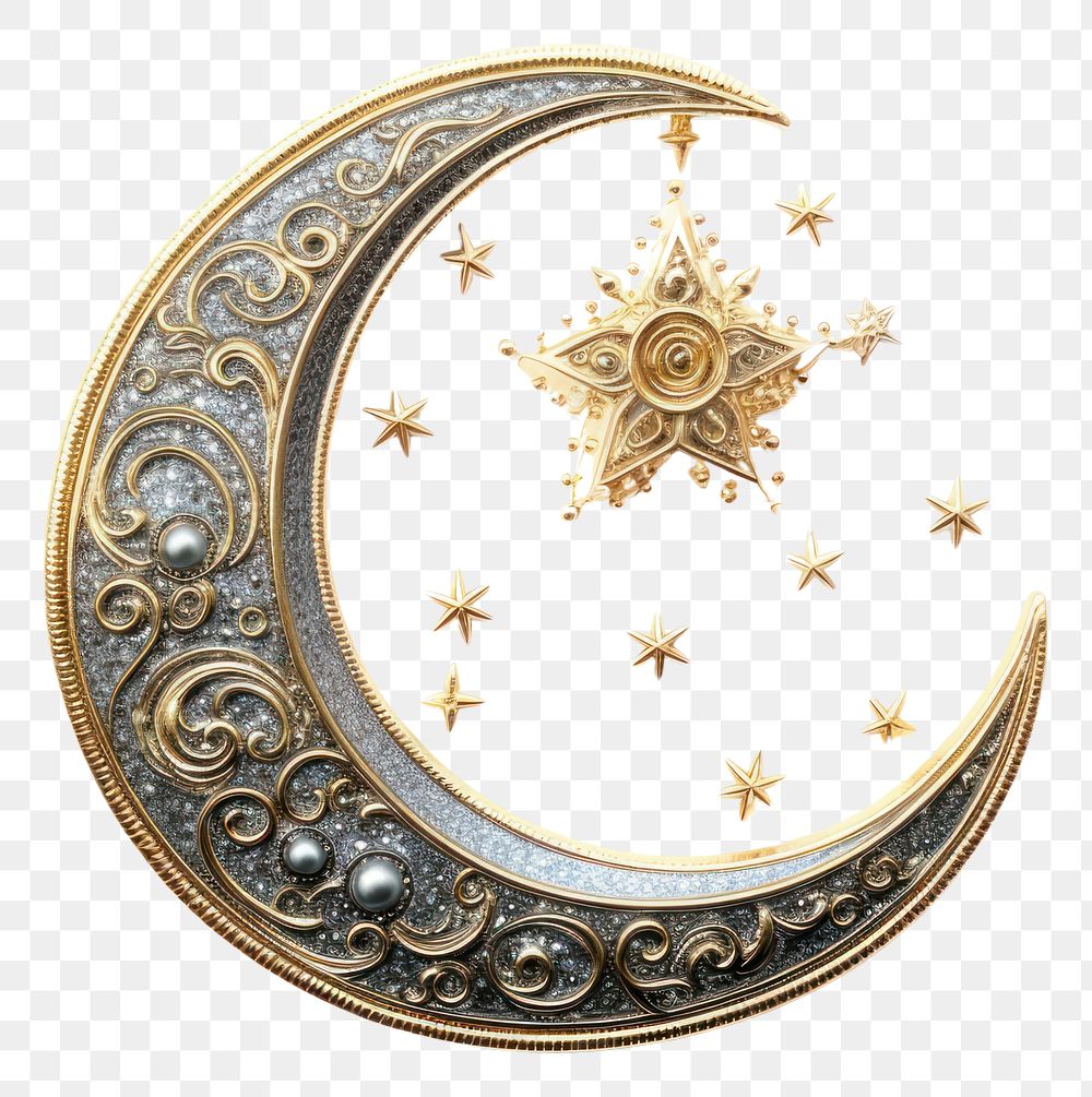 PNG Eid Mubarak crescent moon jewelry pendant gold.