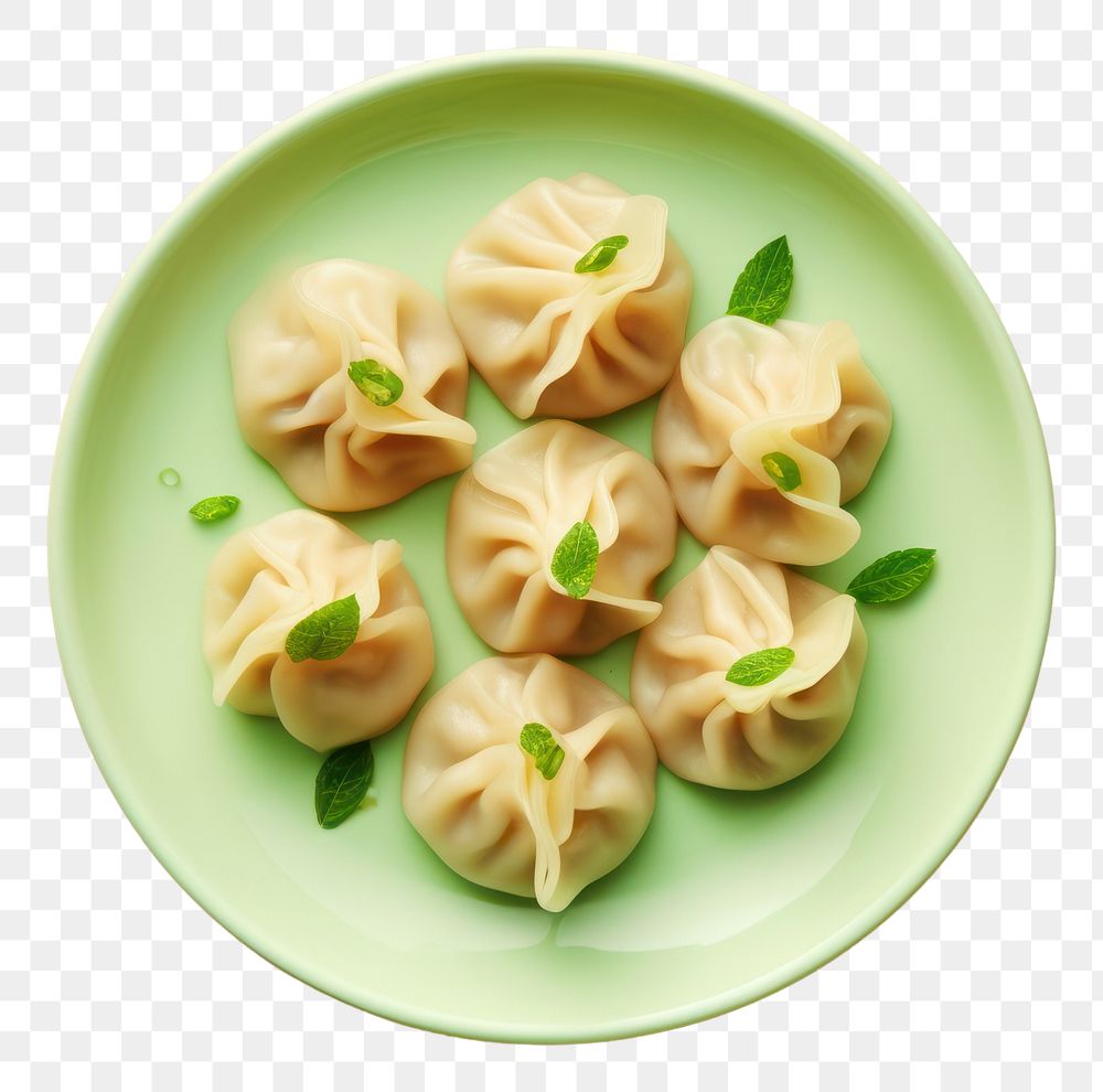 PNG Steamed dumpling pasta plate food.
