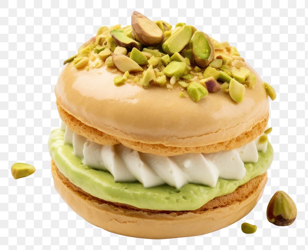 PNG Choux cake with pistachio cream and nuts dessert vegetable food.