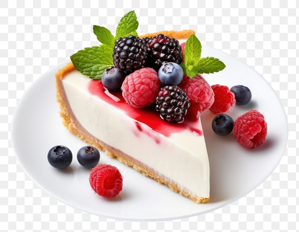 PNG Cheesecake with fresh berries dessert raspberry fruit.
