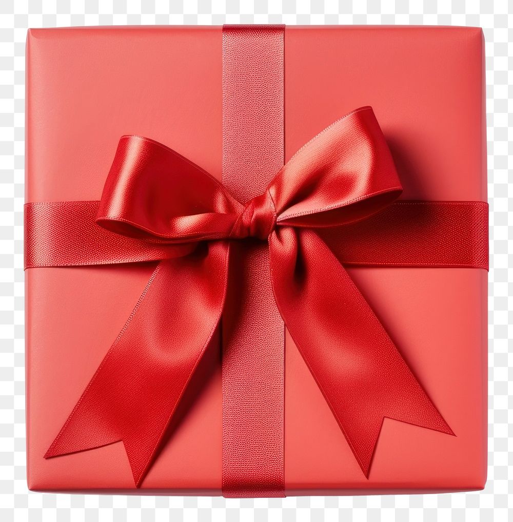 PNG Red gift box wrapped ribbon bow.