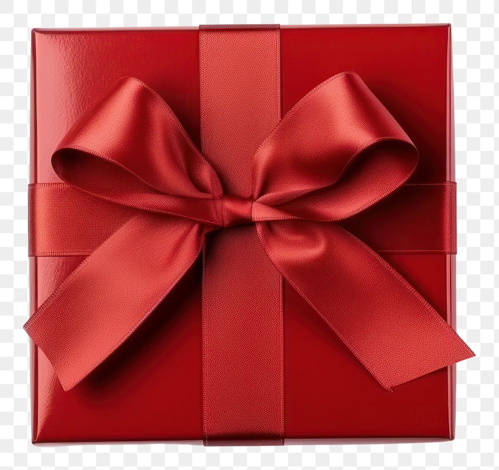 PNG Red gift box wrapped ribbon bow.