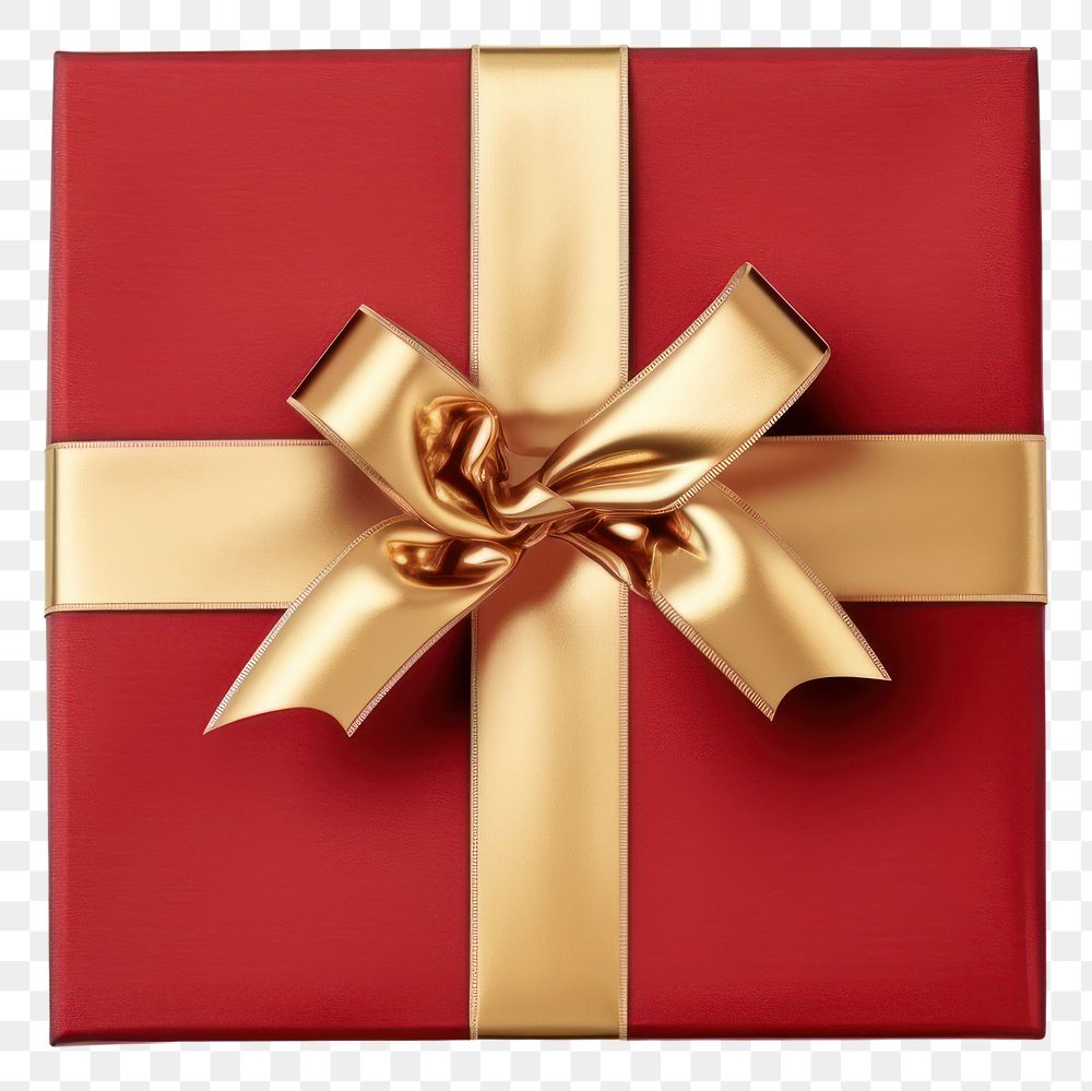 PNG Red gift box wrapped ribbon gold.