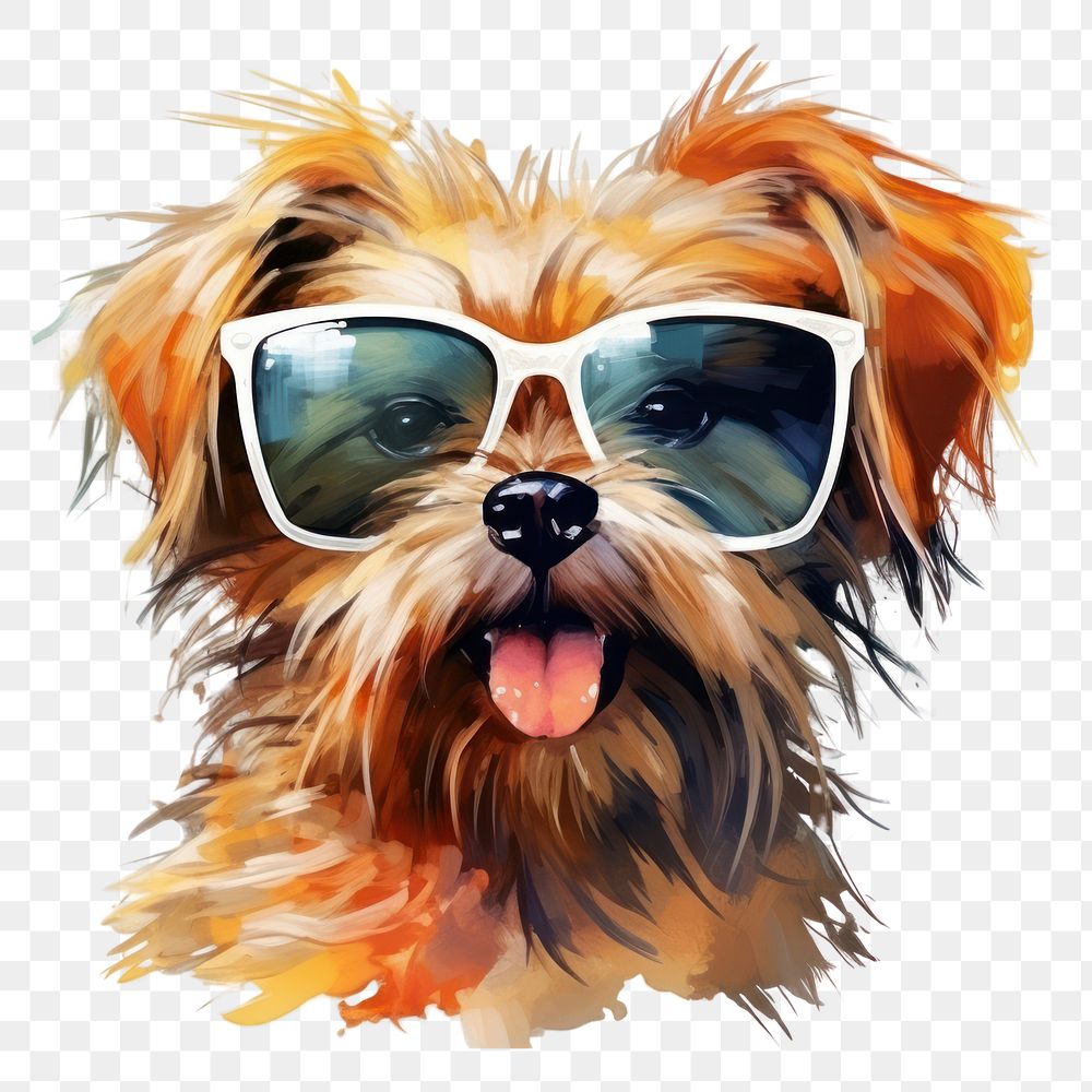 PNG Sunglasses dog portrait cartoon.