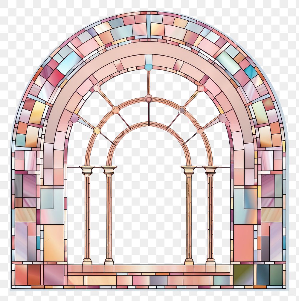 PNG Arch art nouveau with pink architecture glass white background.