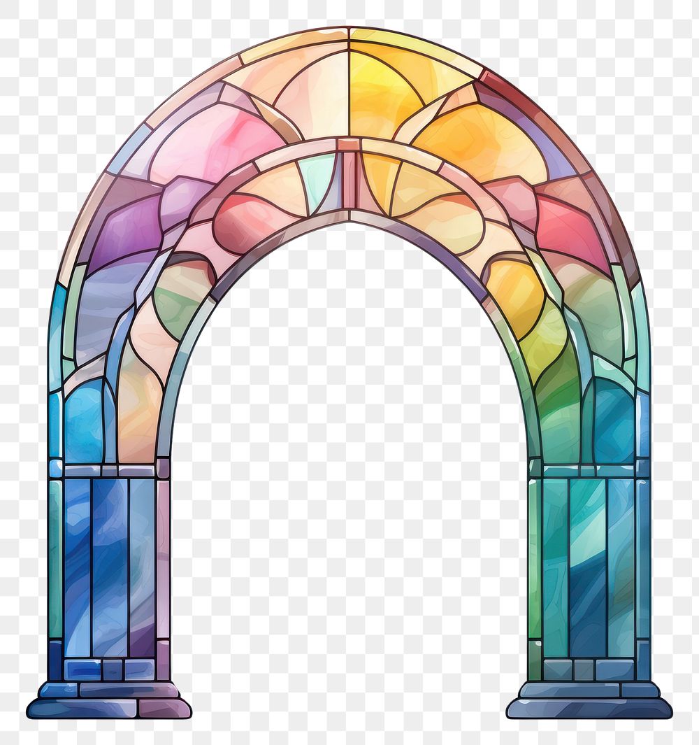 PNG Arch art nouveau with rainbow architecture glass white background.
