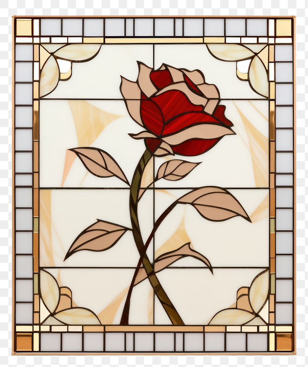 PNG Rose art nouveau flower plant glass.
