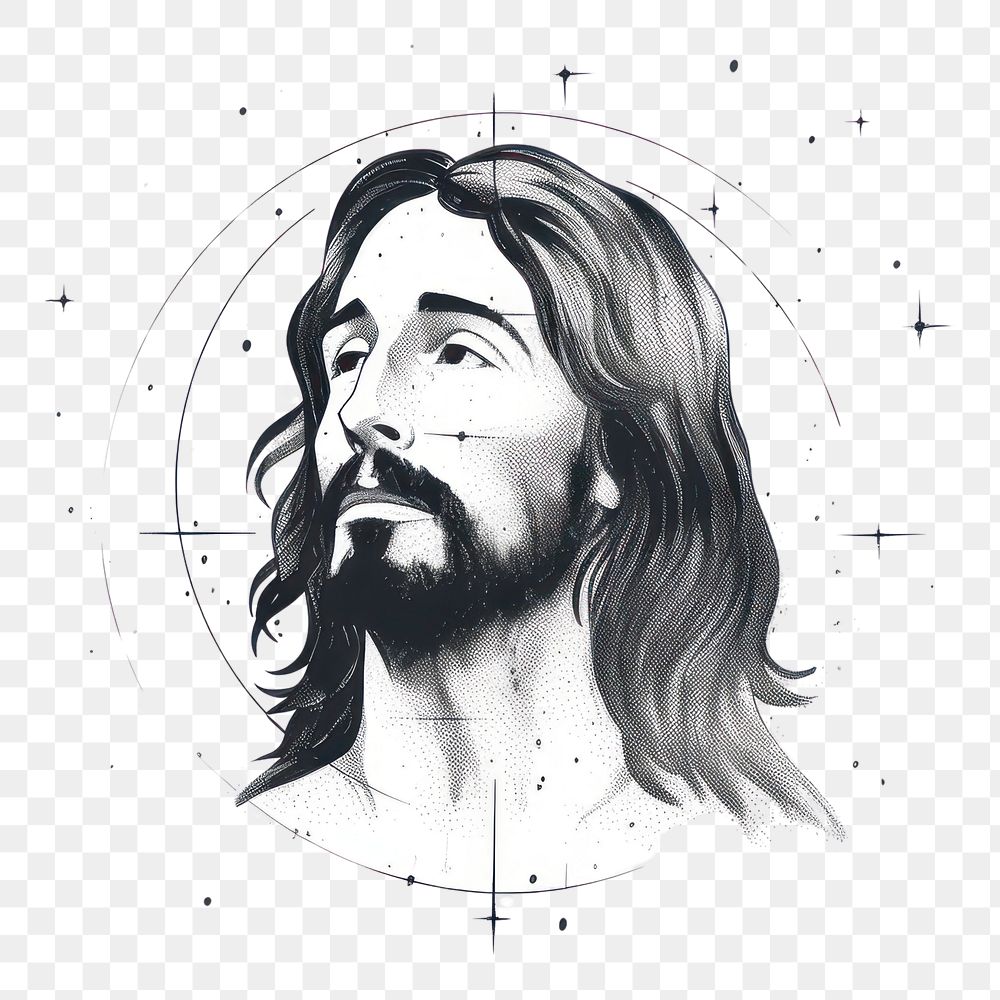PNG Jesus christ drawing portrait sketch.
