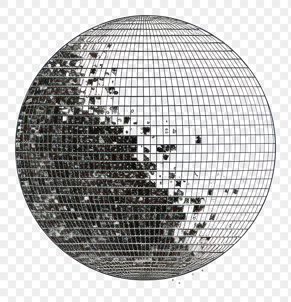 PNG Disco ball sphere line white background.