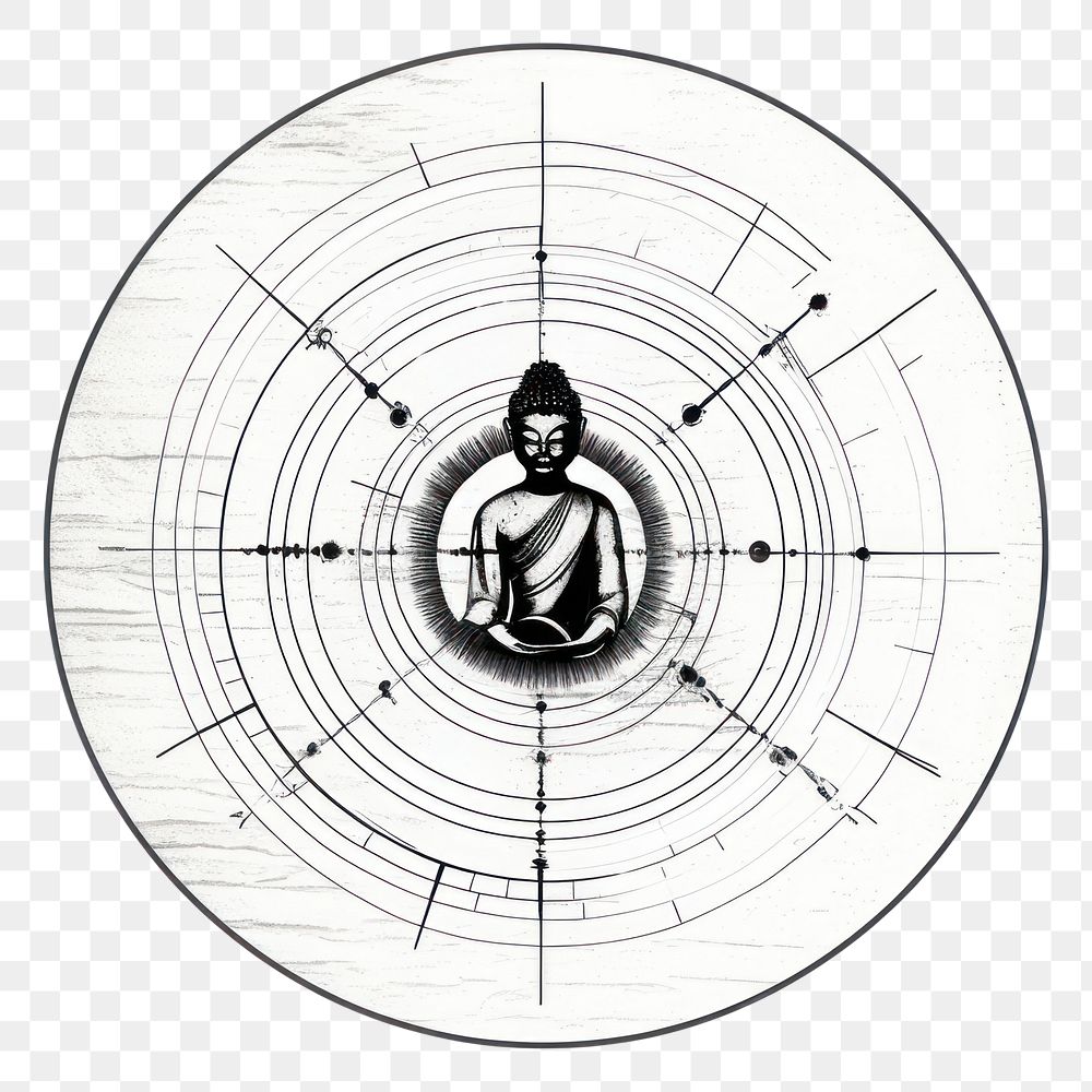 PNG Buddha wheel drawing sketch line.