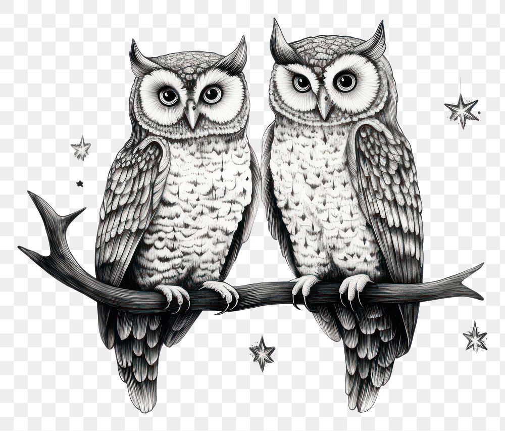 PNG Owls drawing animal sketch.