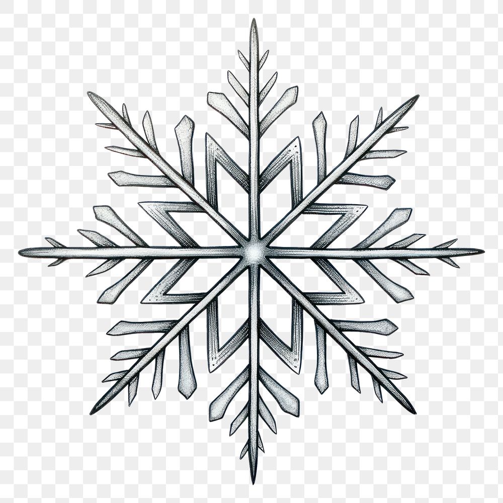 PNG Snowflake drawing white line.
