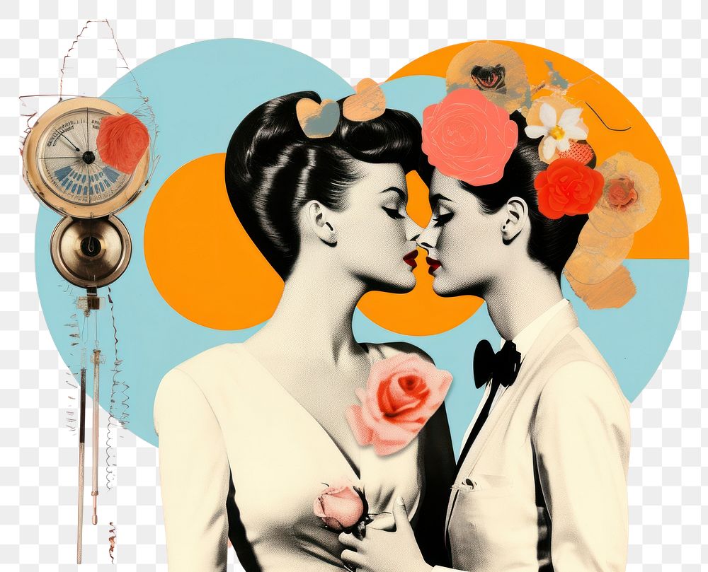 PNG Retro collage of love jewelry adult art.
