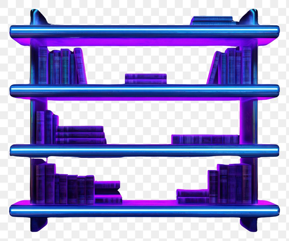 PNG Neon book shelf light purple architecture.