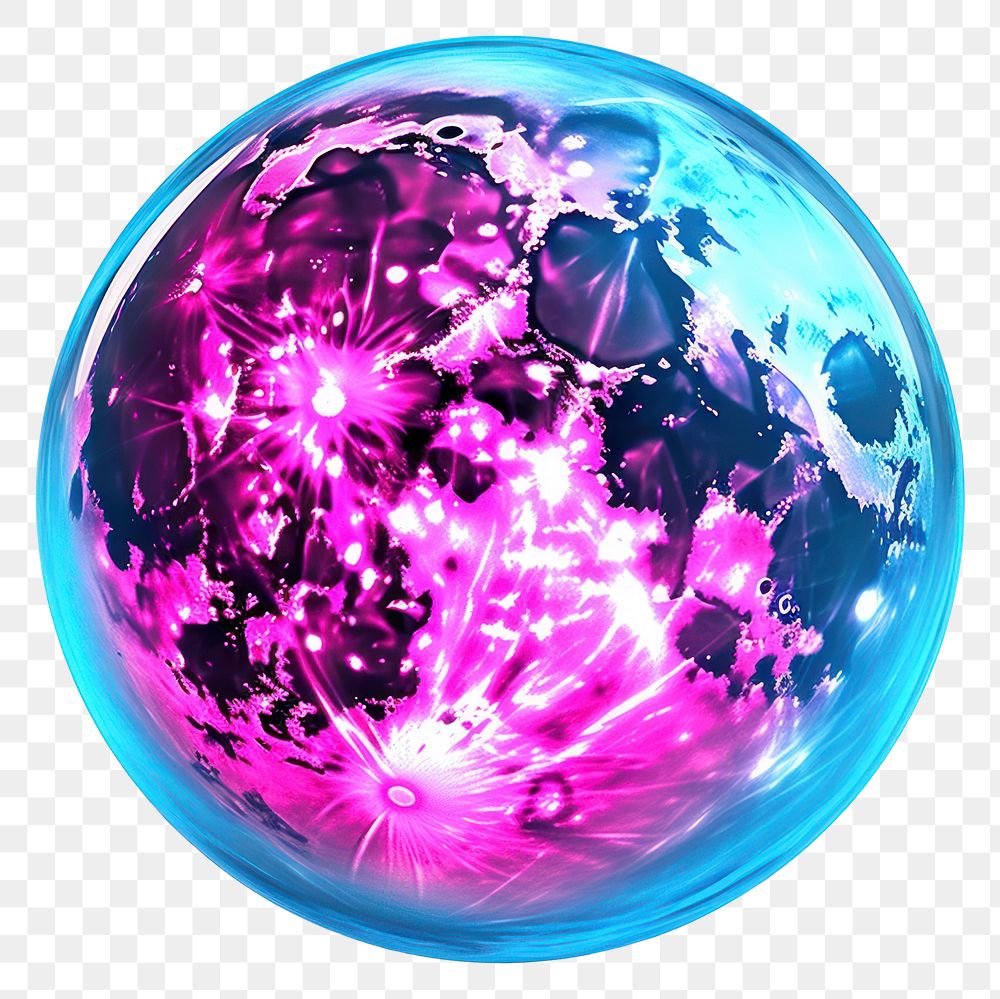 PNG Neon full moon sphere purple pink.