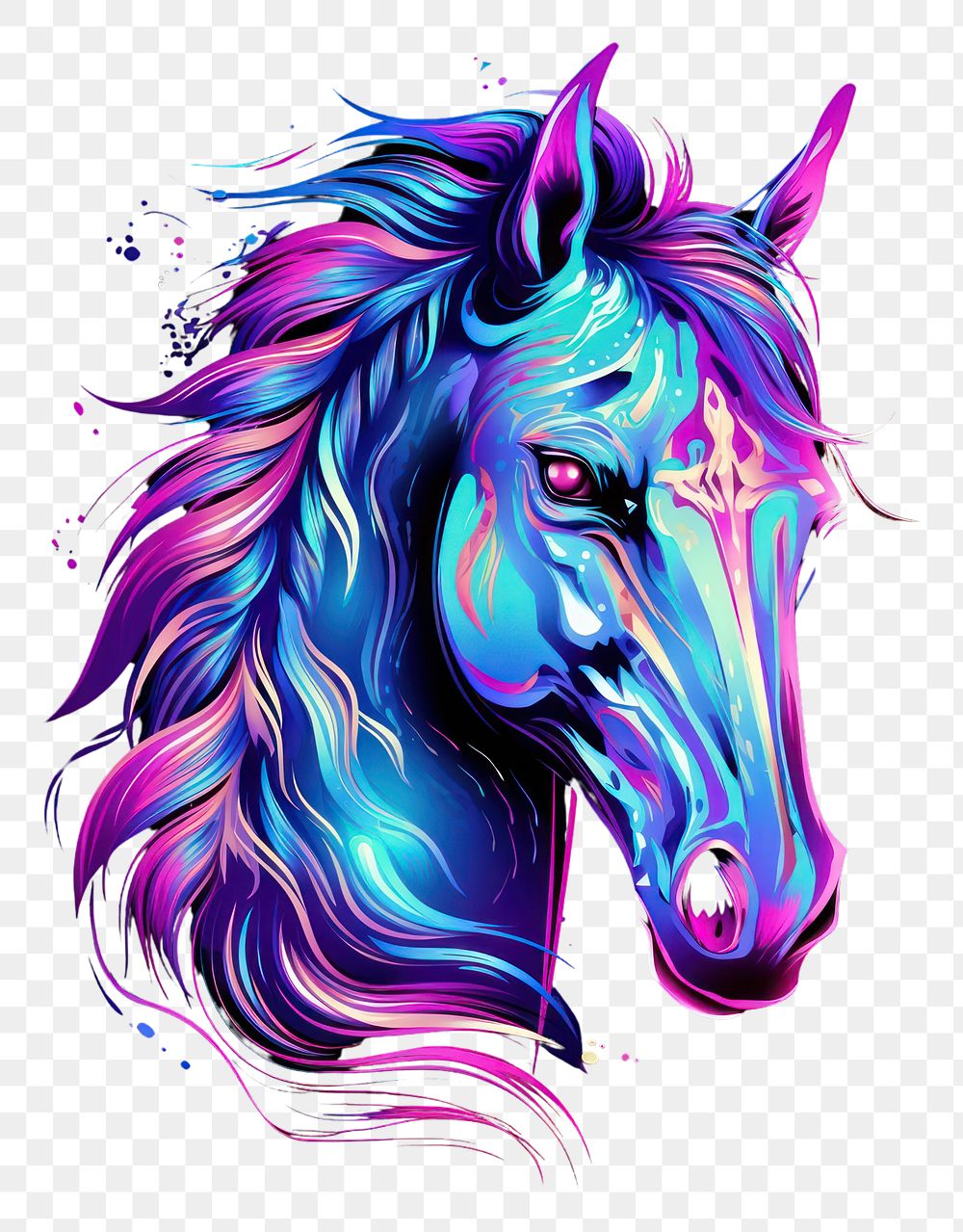 PNG Neon horse animal mammal purple.