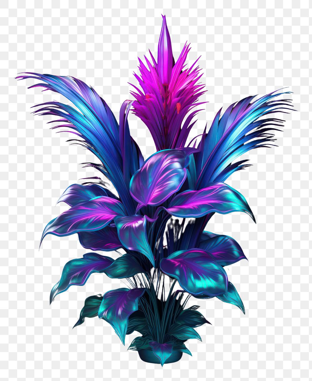 PNG Neon plant purple illuminated accessories.