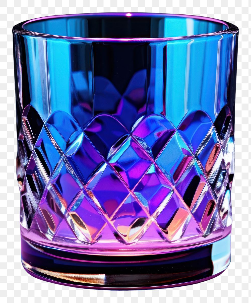 PNG Neon whisky glass lighting purple vase.