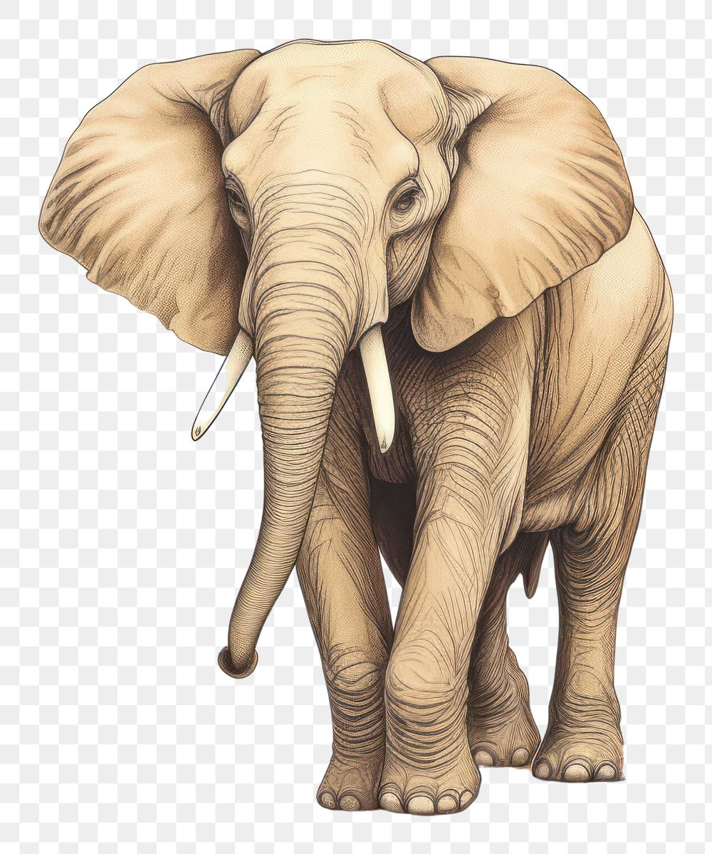 PNG Drawing of Elephant pencil elephant sketch wildlife.