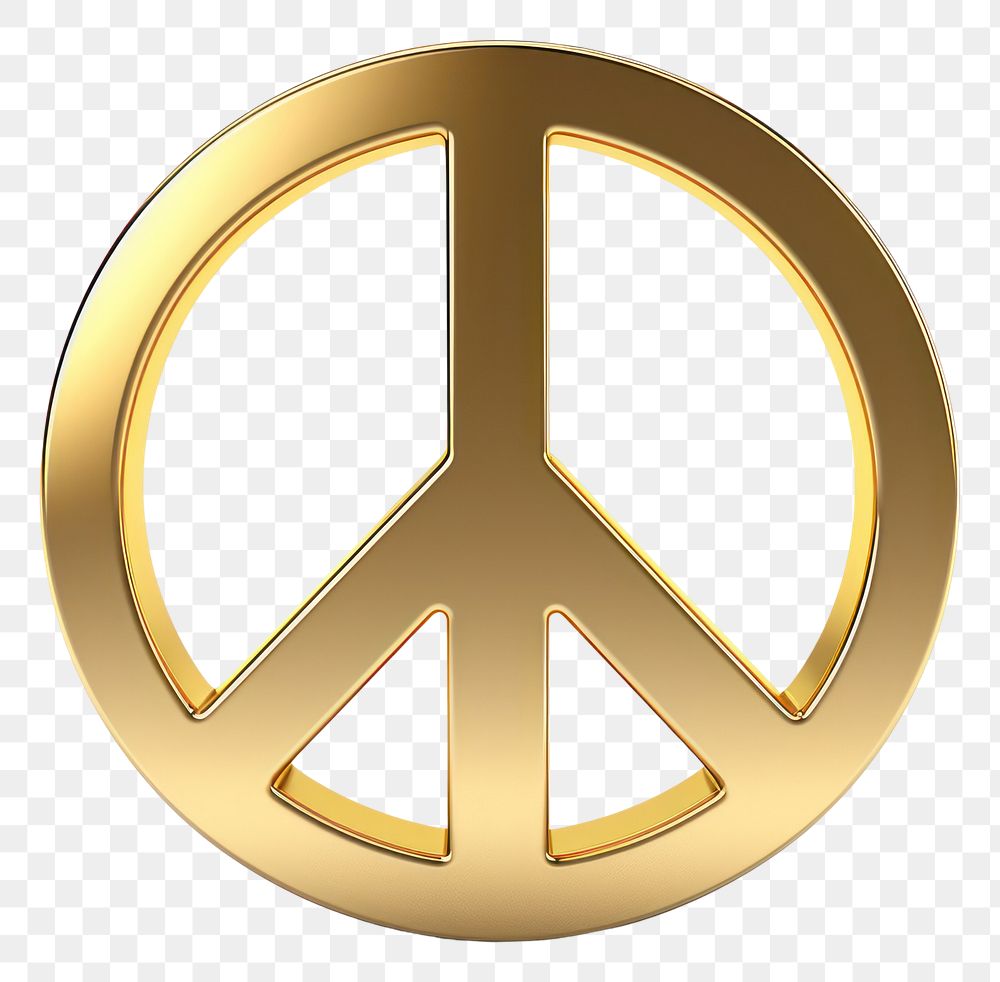 PNG Peace Sign gold symbol white background.