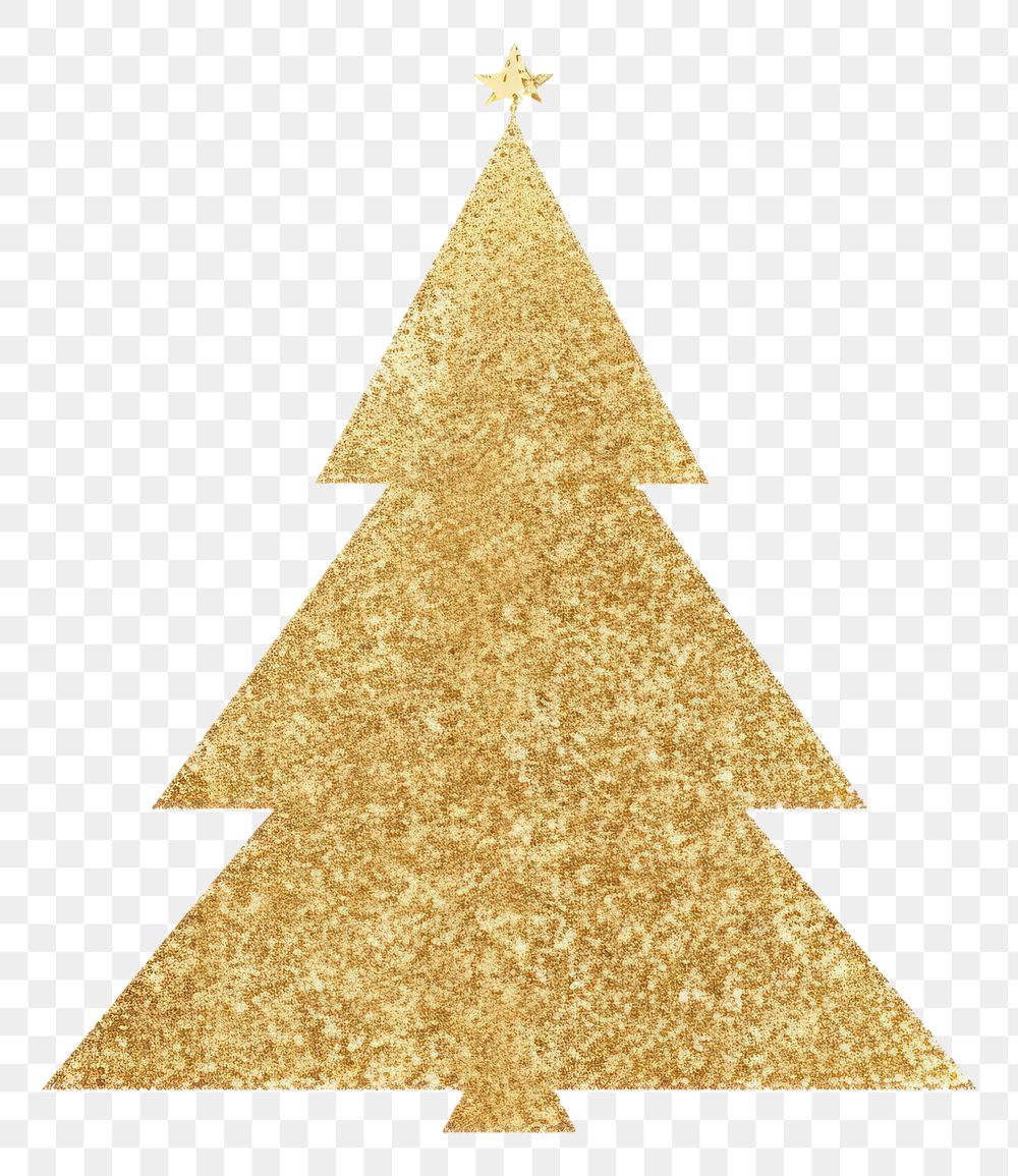 PNG Gold christmas tree icon glitter symbol shape.