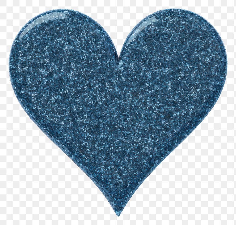 PNG Blue heart icon glitter shape white background.