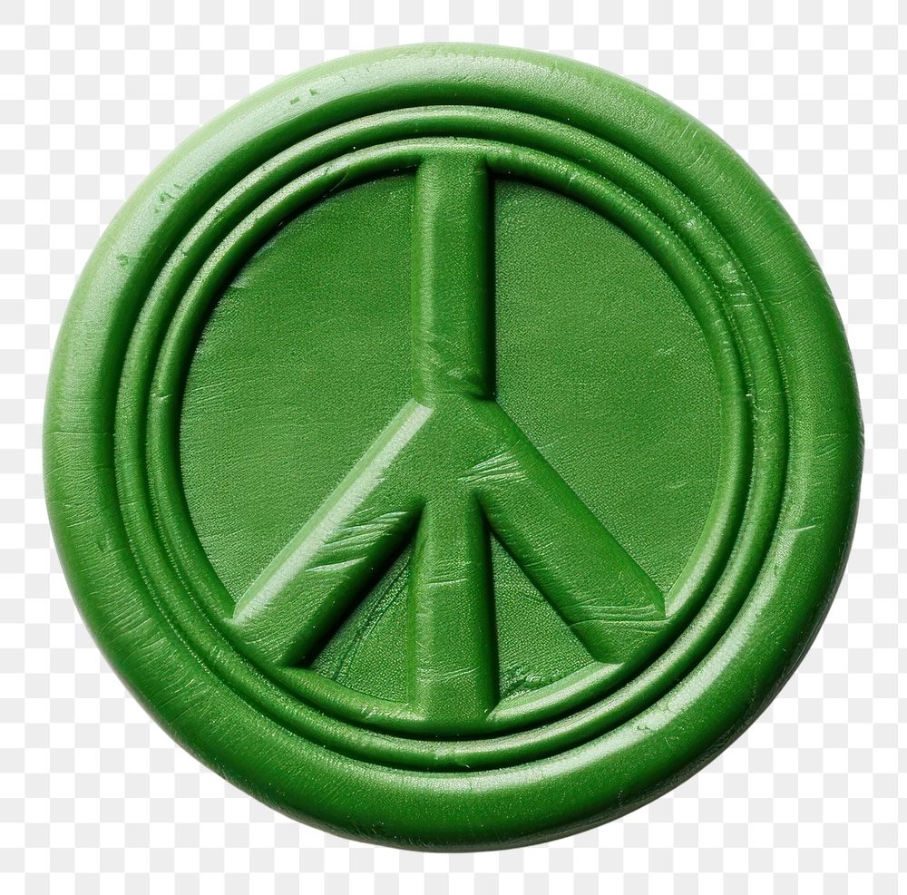 PNG Green Seal Wax Stamp Peace Sign green white background creativity.