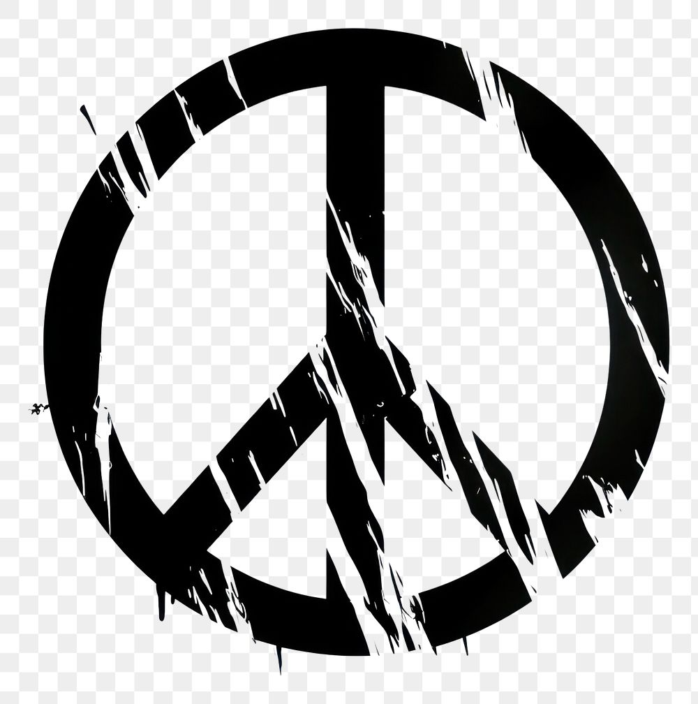 PNG Peace Sign symbol white line.