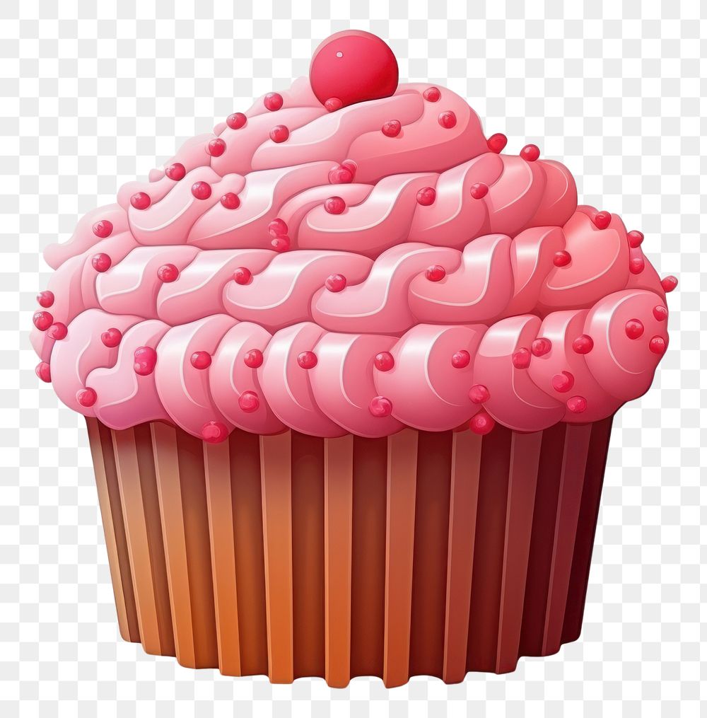 PNG  3D pixel art cupcake dessert icing cream.