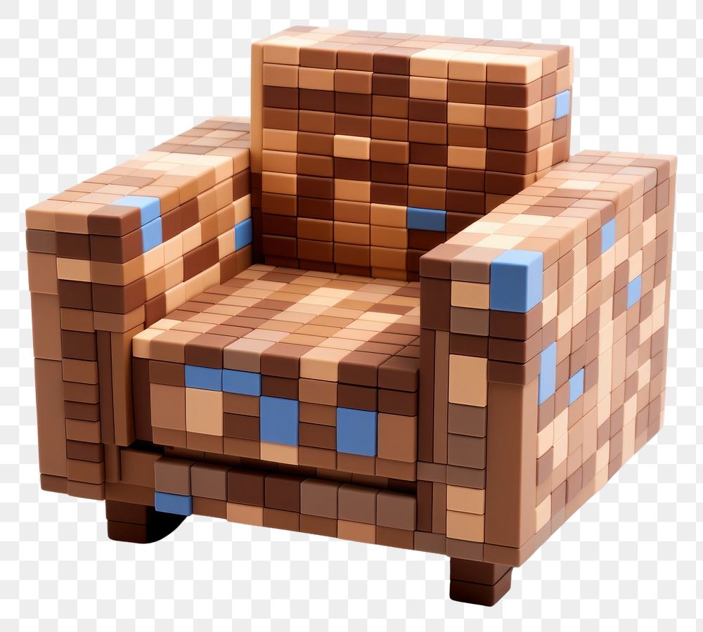 PNG Armchair bricks toy furniture wood relaxation.