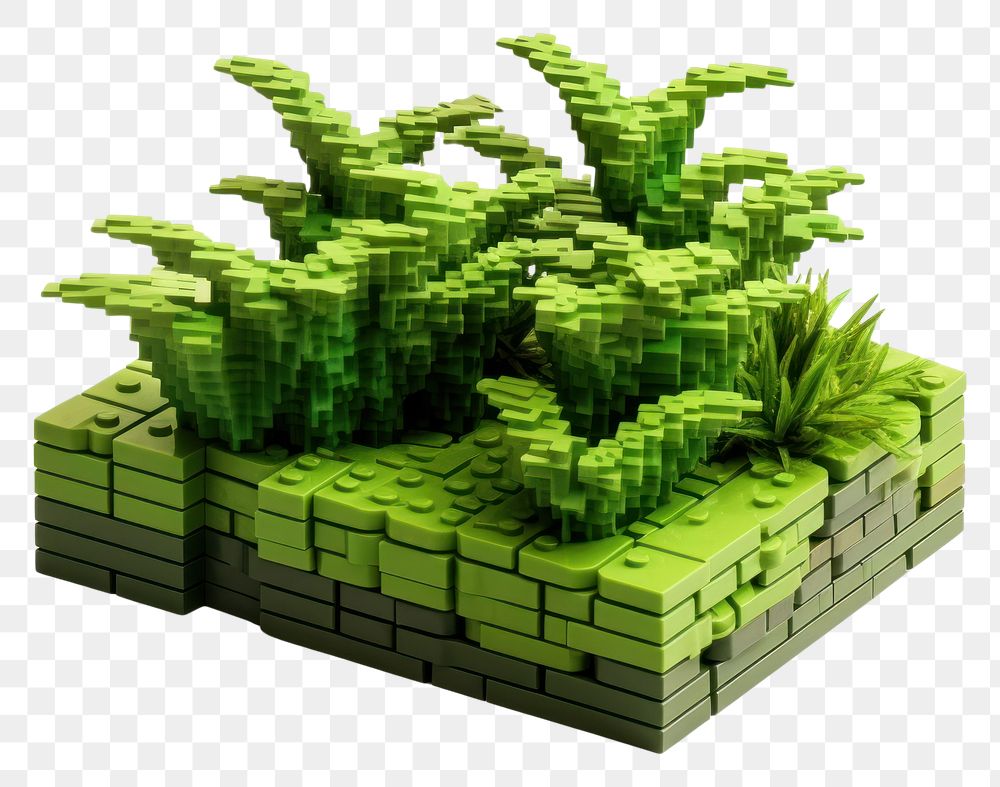 PNG Grass bush bricks toy vegetation plant green.