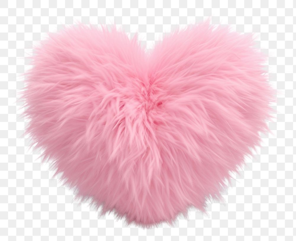 PNG Heart pink fur white background.