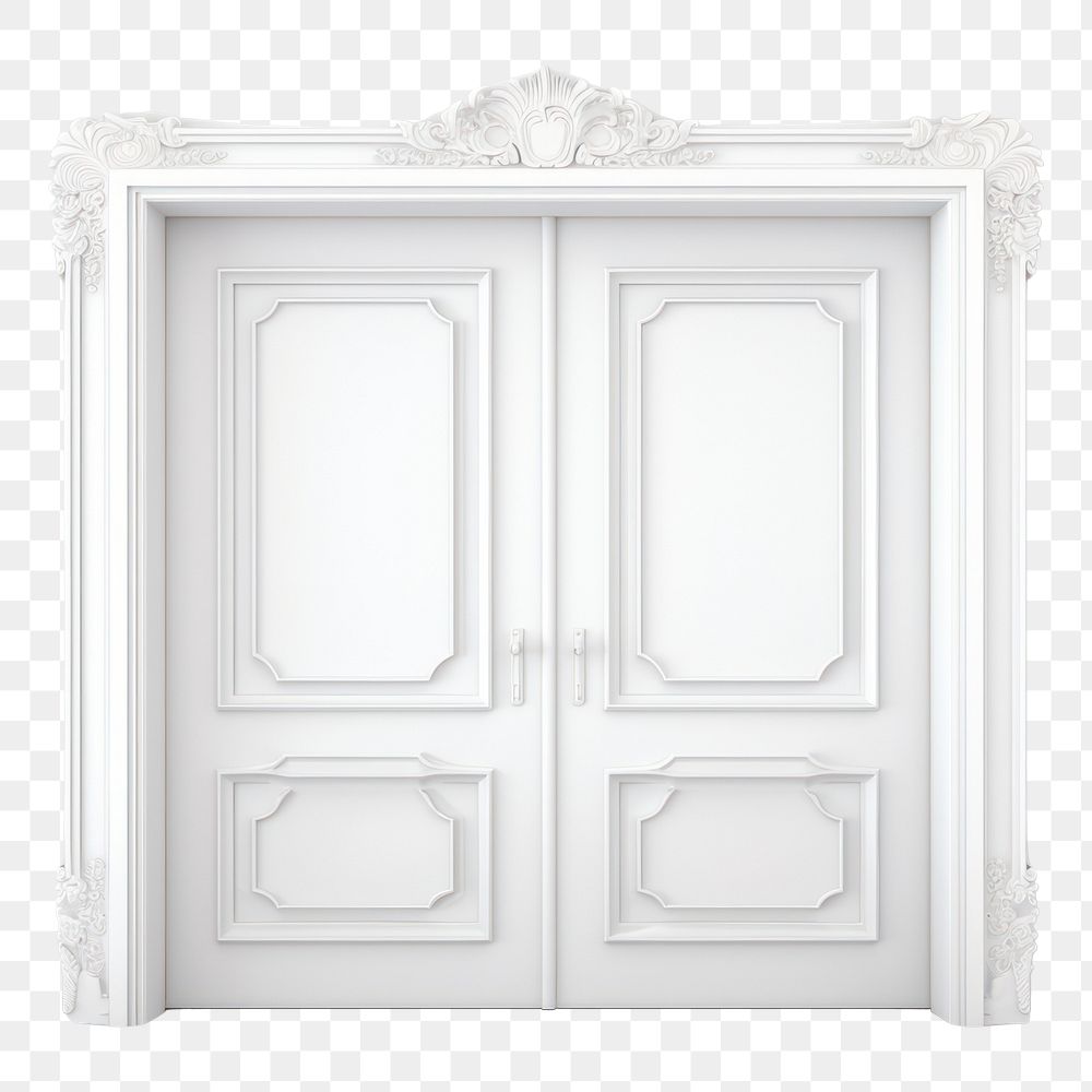 PNG White wooden door architecture building white background.