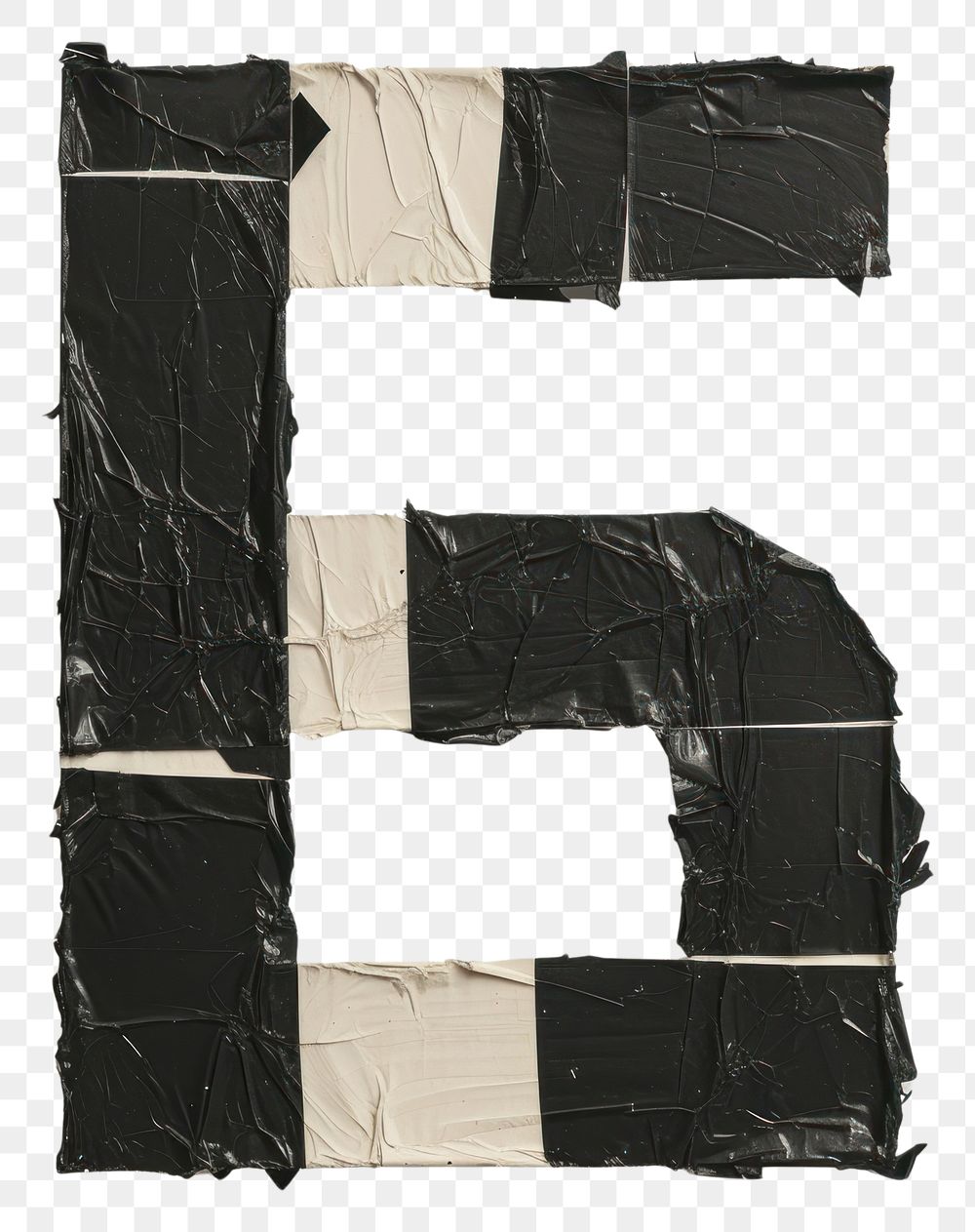 PNG Tape letters number 6 black art pattern.