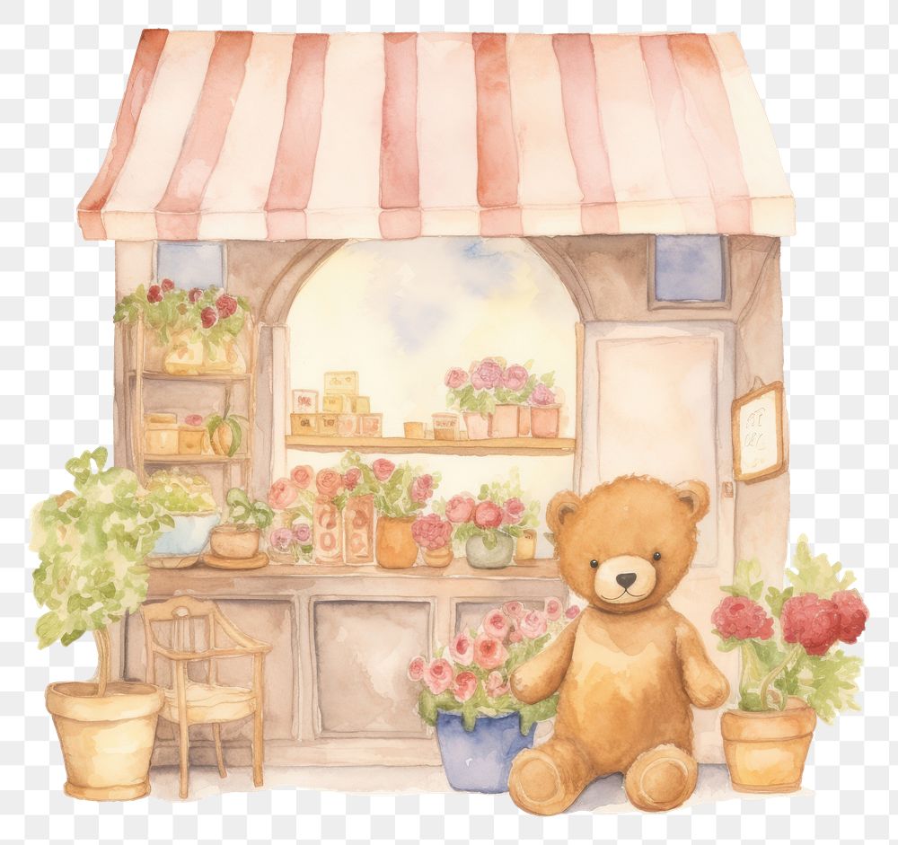 PNG  Teddy bear flower cute toy.