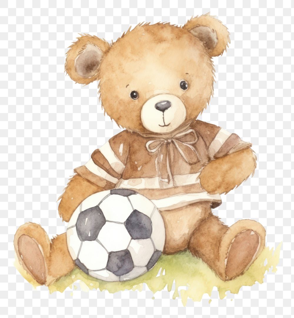 PNG  Teddy bear football sports cute.