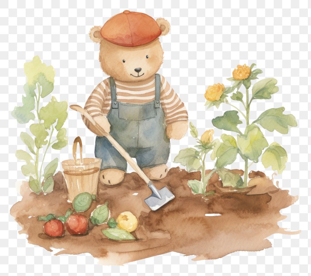 PNG  Teddy bear gardening outdoors tool.